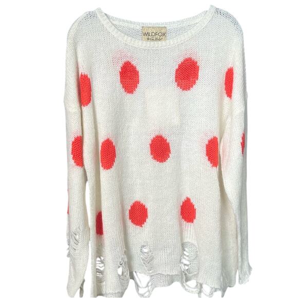 NWT Wildfox Cream Sweater with Polka Dots - M - Picture 1 of 5
